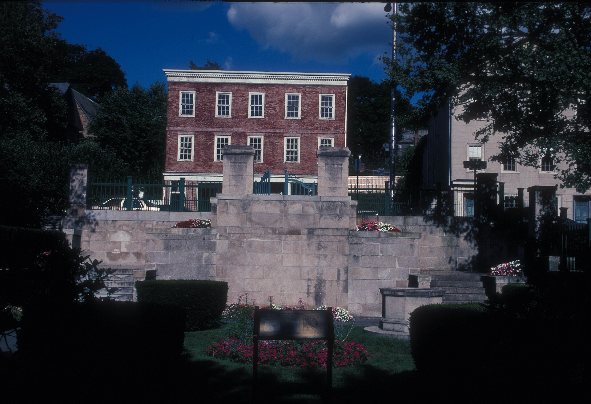 The terraced Hahn Memorial and gardens of the Roger Williams National Memorial in Providence